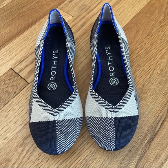 Rothy’s Round Toe Cap Toe Plaid Check Flats Shoes size 6 - Picture 2 of 11